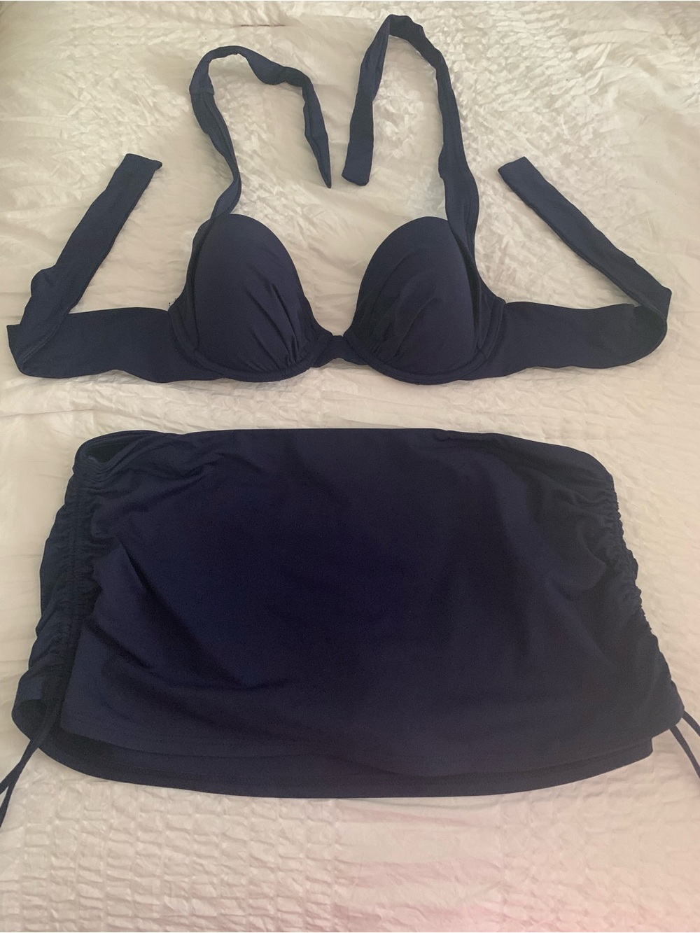 Tommy Bahama Navy Blue Halter Padded Bikini Top with Matching Navy Swim Skirt